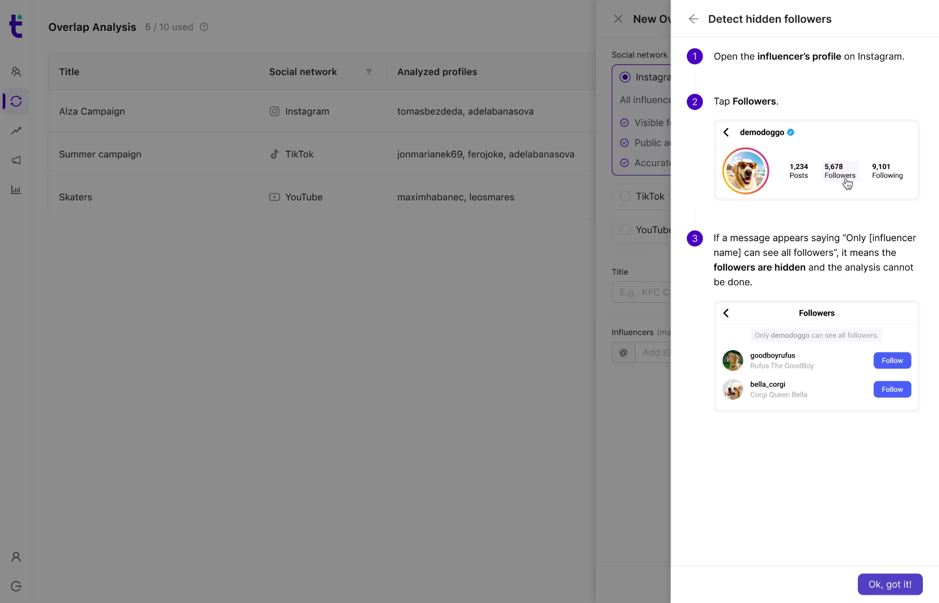 Detect hidden followers guide