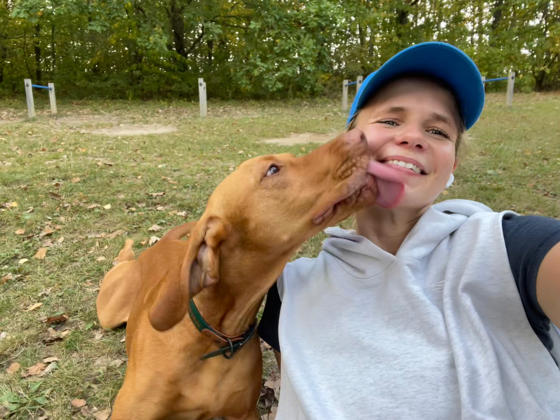 Teo's version of a thank-you after a long walk.