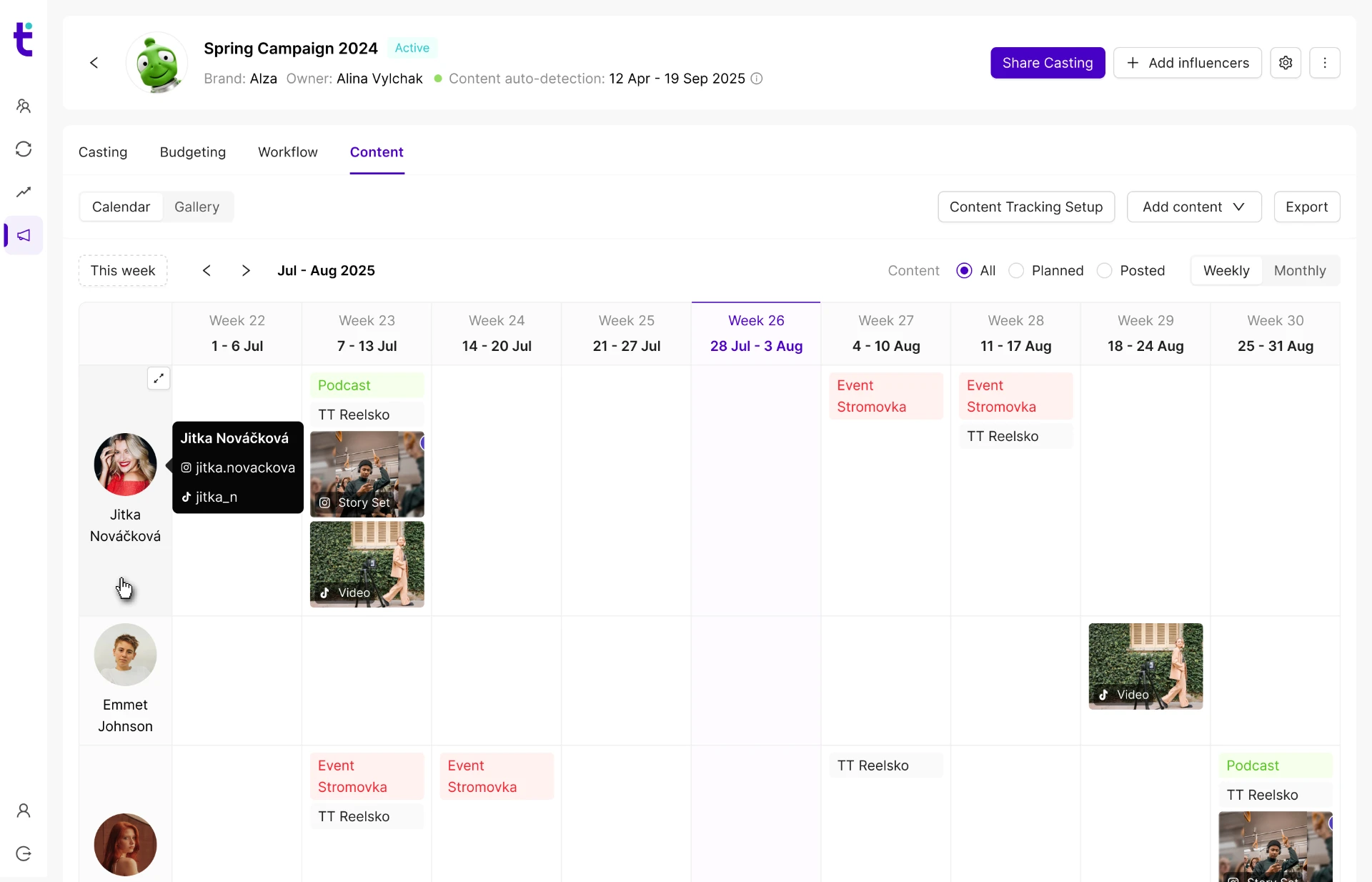 Content planning calendar