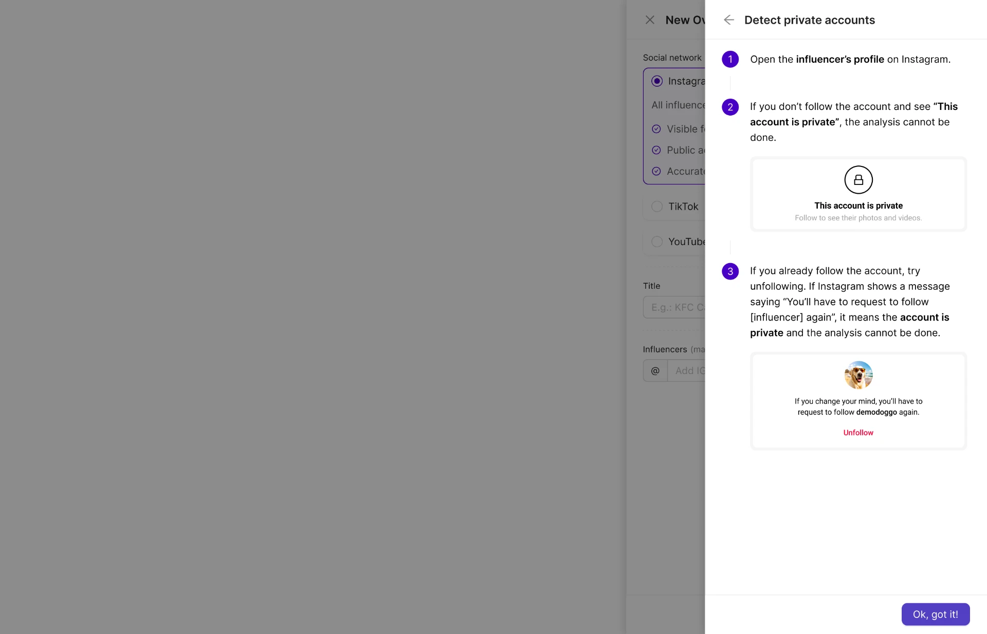 Detect private accounts guide