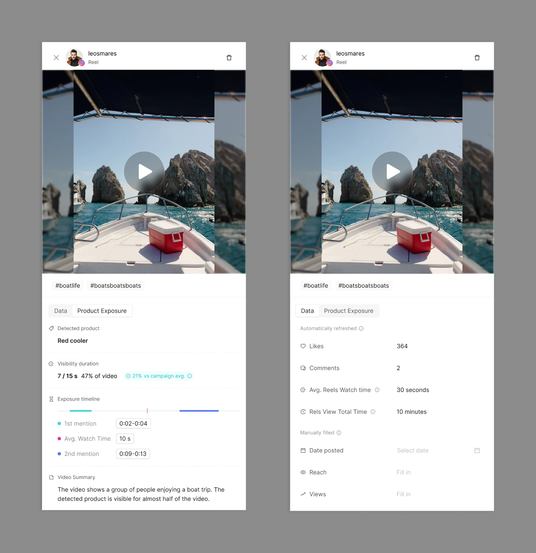Auto-detected product exposure metrics